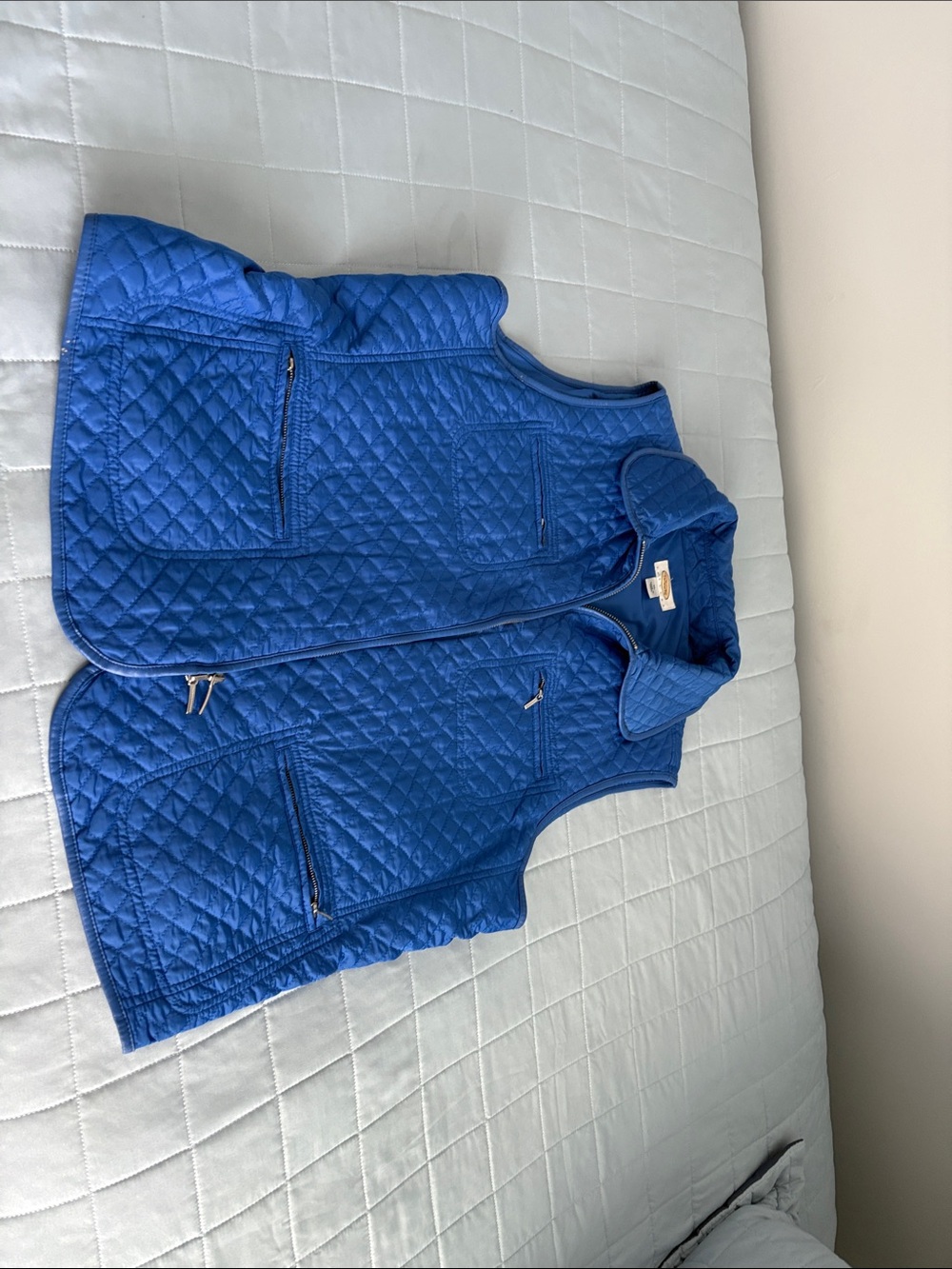 Talbots Quilted Royal Blue Womens Vest with Zip Pockets